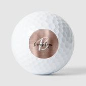 Roos Gold Brushed Metal Script Monogram Golfballen (Voorkant)