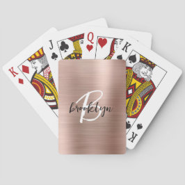 Roos Gold Brushed Metal Script Monogram Pokerkaarten