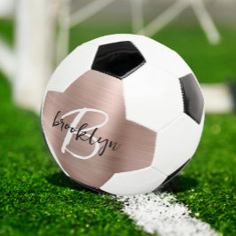 Roos Gold Brushed Metal Script Monogram Voetbal
