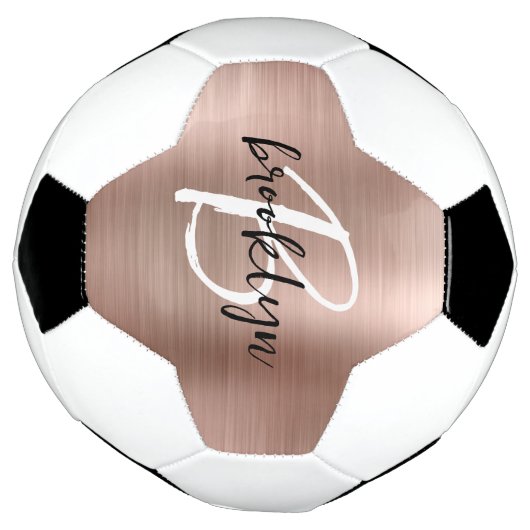 Roos Gold Brushed Metal Script Monogram Voetbal (Gedraaid)
