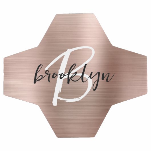 Roos Gold Brushed Metal Script Monogram Voetbal (Enkel)