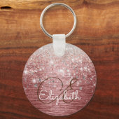 Roos Gold Brushed Metal Silver Glitter Monogram Sleutelhanger (Achterkant)