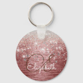 Roos Gold Brushed Metal Silver Glitter Monogram Sleutelhanger (Achterkant)