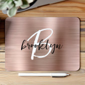 Roos Gold Brushed Metal Zwart Wit Monogram Muismat