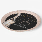 Roos Gold Bubble Champagne Birthday Party Papieren Bordje (Gekanteld)