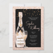 Roos Gold Bubble Champagne Vrijgezellenfeest Kaart (Voorkant)