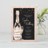 Roos Gold Bubble Champagne Vrijgezellenfeest Kaart (Staand voorkant)