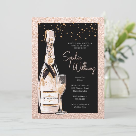 Roos Gold Bubble Champagne Vrijgezellenfeest Kaart (Staand voorkant)