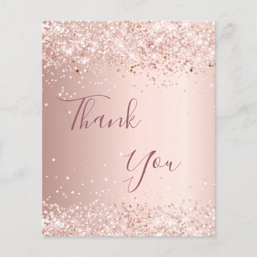 Roos Gold Budget Verjaardag Dank u kaart (Voorkant)