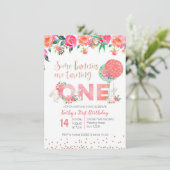 Roos Gold Bunny TWIN Birthday Floral Kaart (Staand voorkant)