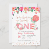 Roos Gold Bunny TWIN Birthday Floral Kaart (Voorkant)