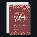 Roos Gold Burgundy 70th Birthday Glitter Confetti Kaart<br><div class="desc">Elegant 70th Birthday Faux Glitter Confetti Roos Gold Burgundy uitnodigde sjabloon. Geweldig voor 70ste verjaardagsfeestjes en nog veel meer!</div>