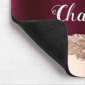 Roos gold burgundy agate marmer name script muismat (Hoek)