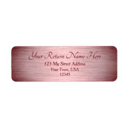 Roos Gold Burgundy Brushed Metal Return Address Etiket