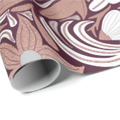 Roos Gold Burgundy Floral Illustration Pattern Cadeaupapier (Rol Hoek)