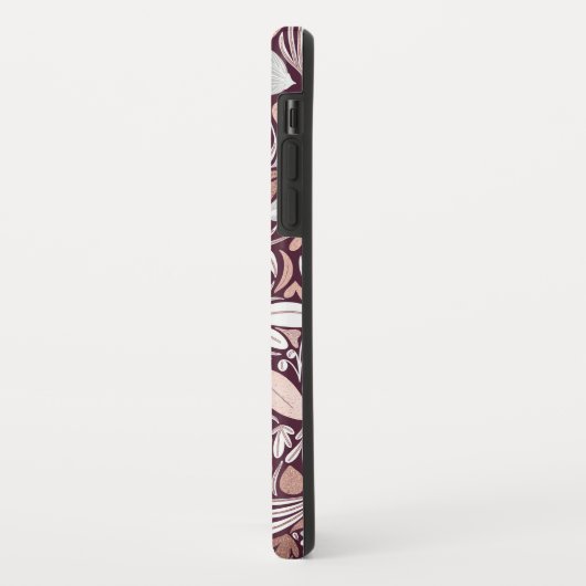 Roos Gold Burgundy Floral Illustration Pattern Case-Mate iPhone Case (Achterkant/links)