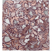 Roos Gold Burgundy Floral Illustration Pattern Douchegordijn (Voorkant)