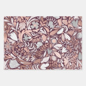 Roos Gold Burgundy Floral Illustration Pattern Inpakpapier Vel (Voorkant 3)