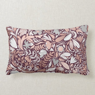 Roos Gold Burgundy Floral Illustration Pattern Kussen