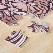 Roos Gold Burgundy Floral Illustration Pattern Legpuzzel (Zijkant)