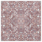 Roos Gold Burgundy Floral Illustration Pattern Stof (Swatch)