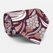 Roos Gold Burgundy Floral Illustration Pattern Stropdas (Opgerold)