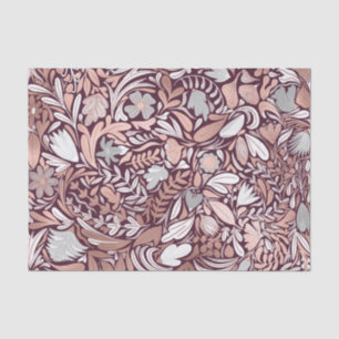 Roos Gold Burgundy Floral Illustration Pattern Tissuepapier