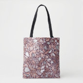 Roos Gold Burgundy Floral Illustration Pattern Tote Bag (Voorkant)