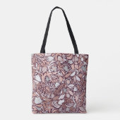 Roos Gold Burgundy Floral Illustration Pattern Tote Bag (Achterkant)
