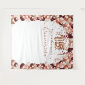 Roos Gold Burgundy Glam Quinceanera-ballon Wandkleed (Voorkant (horizontaal))