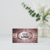 Roos Gold Burgundy Glitter Sparkle Jewels Logo Visitekaartje (Staand voorkant)