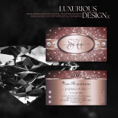 Roos Gold Burgundy Glitter Sparkle Jewels Monogram Visitekaartje
