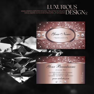 Roos Gold Burgundy Glitter Sparkle Stars Jewels Visitekaartje