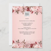 Roos Gold Burgundy Pink Floral Wedding Invites Kaart (Achterkant)
