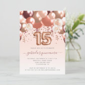 Roos Gold Burgundy Quinceañera Kaart (Staand voorkant)