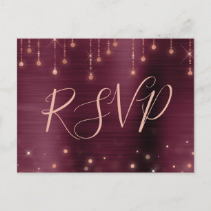 Roos Gold Burgundy Sparkle RSVP-respons Uitnodiging Briefkaart
