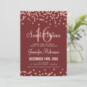 Roos Gold Burgundy Sweet 16 Glitter Confetti Kaart (Staand voorkant)