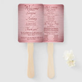 Roos Gold Burgundy Wedding Ceremony Program Handwaaier (Voorkant en achterkant)