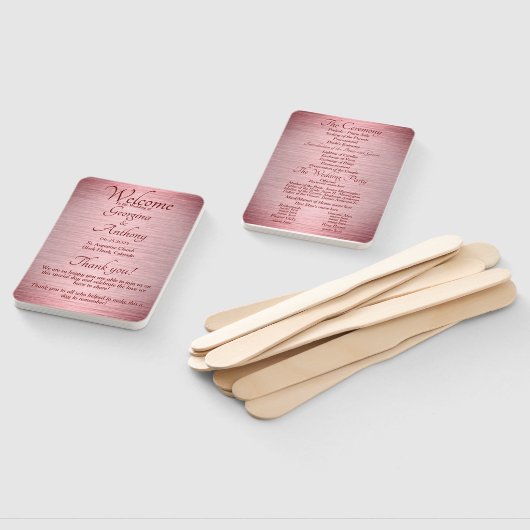 Roos Gold Burgundy Wedding Ceremony Program Handwaaier (Niet-gemonteerd)