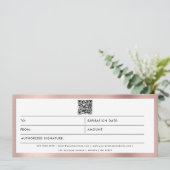 Roos Gold Business Logo QR-code Cadeaubon (Staand voorkant)