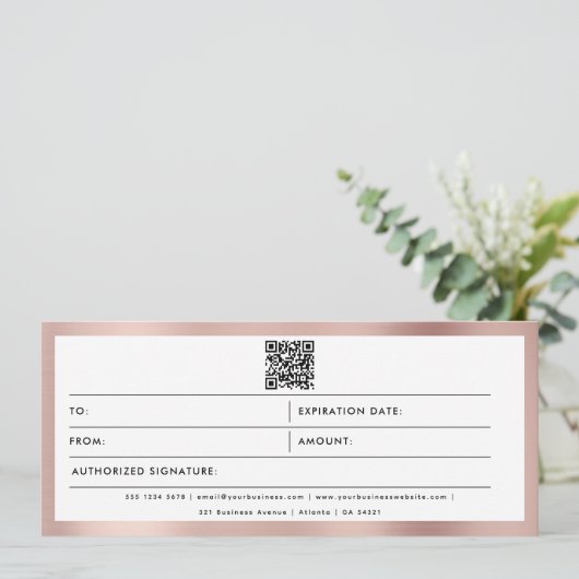 Roos Gold Business Logo QR-code Cadeaubon (Staand voorkant)