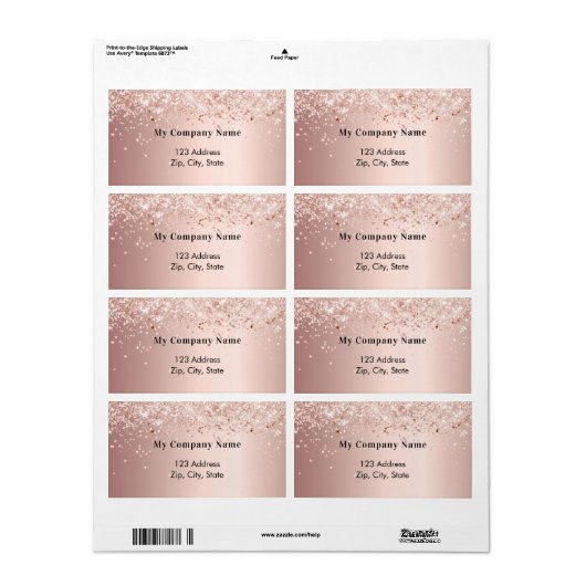 Roos Gold Business Return-adres Etiket (Full Sheet)