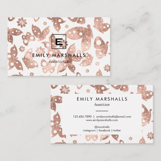 Roos Gold Butterflies Visitekaartje (Voorkant / Achterkant)