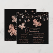 Roos Gold Butterfly Chic Modern Quinceañera Kaart (Voorkant / Achterkant)