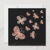 Roos Gold Butterfly Chic Modern Quinceañera Kaart (Achterkant)