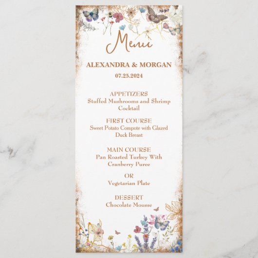 Roos Gold Butterfly Garden Flat Menu (Voorkant)