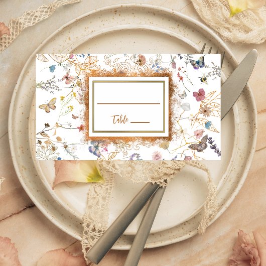 Roos Gold Butterfly Garden Flat Place Card Plaatskaartje