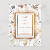 Roos Gold Butterfly Garden Save The Date Briefkaar Briefkaart (Voorkant)