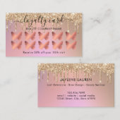 Roos Gold Butterfly Glitter Drift Loyalty Kaart Visitekaartje (Voorkant / Achterkant)