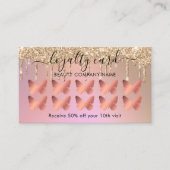 Roos Gold Butterfly Glitter Drift Loyalty Kaart Visitekaartje (Voorkant)